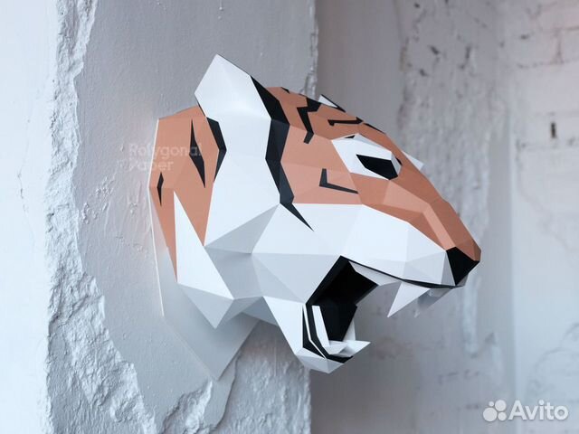 Бумажный 3D-конструктор - объемная голова тигра