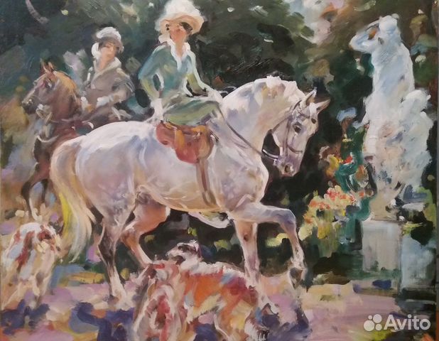 Картина маслом «Всадница». Лошадь, пейзаж купить в Москве | Хобби и ...