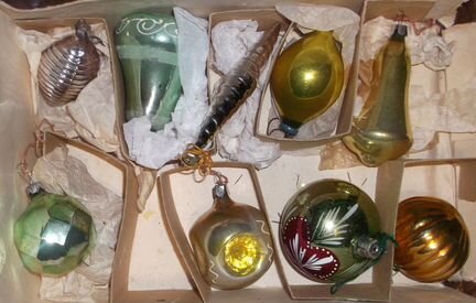 Елочные игрушки СССР, бусы. Много разных
