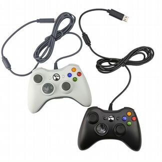 Джойстик xbox 360 проводной белый и черный новые