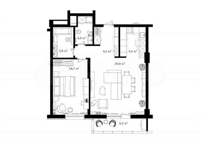 2-к. квартира, 79,9 м², 18/20 эт.