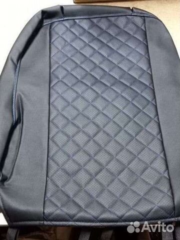 Чехлы renault duster черная экокожа синий ромб