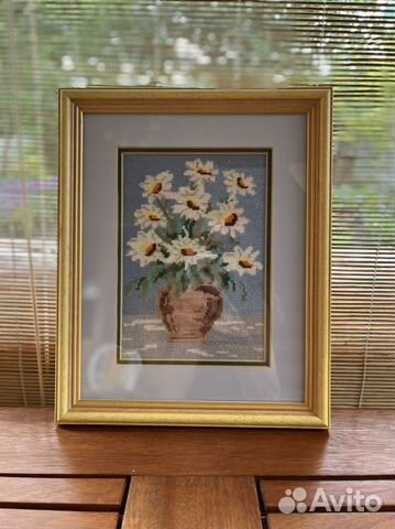 Картина панно вышивка крестом в багетной раме