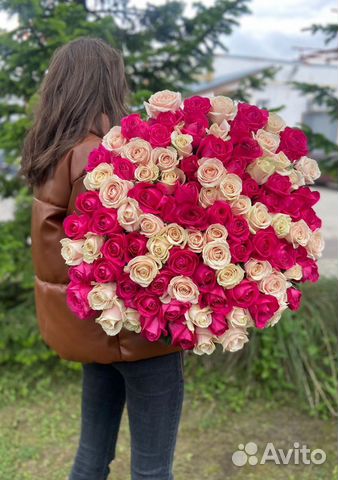 Букет свежих голландских роз 101 шт