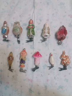 Ёлочные игрушки на прищепке.стекло СССР