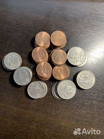 Монеты США: квотеры, дайм, 1 цент, 5 центов