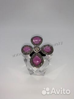 Эксклюзивное Кольцо в форме креста с рубинами