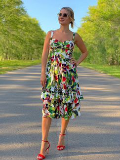 Платье из подписной ткани Dolce&Gabbana