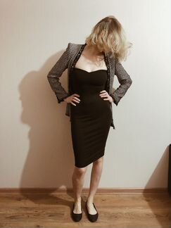 Твидовый пиджак zara и платье без бретелек