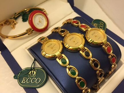 Женские часы 23K позолота, керамика. Ecco (новые)