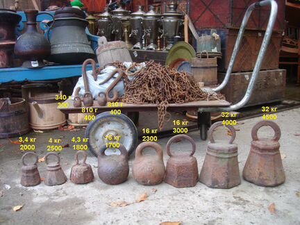 Гиря весовая Утюг угольный Весы старинные гирьки