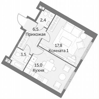 1-к квартира, 45.2 м², 2/47 эт.