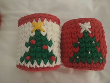 Новогодняя трикотажная корзинка