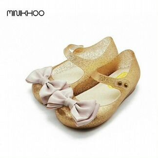 Туфли mini melissa золотые с бантиком 18 см