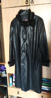 Кожаное пальто 4XL осень-зима
