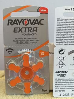 60 батарей Rayovac Extra PR48 1.45V