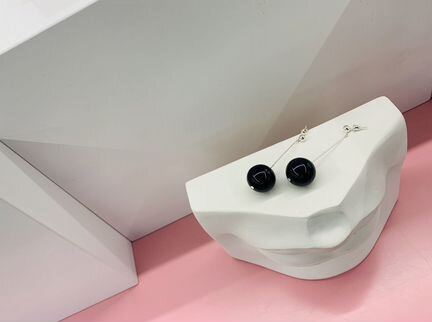 Серьги Шары из темного дутого стекла лэмпворк