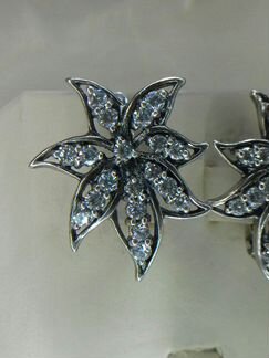 Серебро 925 пробы,Серьги с Голубыми Цирконами