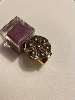 Серебряное кольцо с кораллом безразмерное