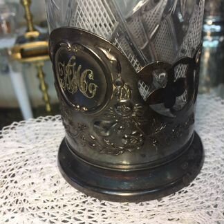 Подстаканник антикварный фрукты/ цветы + стакан