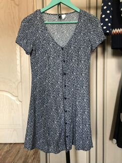 Цветочное голубое платье h&m