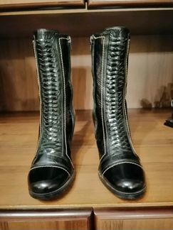 Новые турецкие кожаные сапожки (полусапожки)