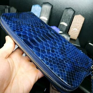 Кошелек из кожи питона портмоне синий