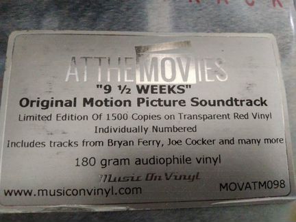 9 1/2 Weeks. Original Motion Picture Soundtrack.LP