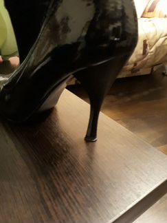 Сапоги лаковые черные