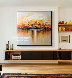 Картина Оранж желтый в интерьер холст акрил масло