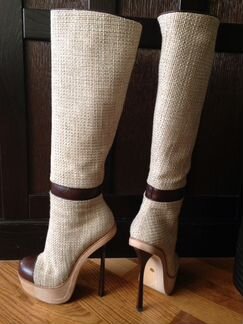 Сапоги текстиль с кожей