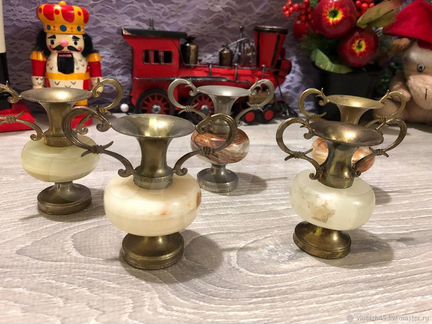 Винтаж: Винтажный подсвечник из олова и оникса.Ита