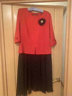 Платье в горох - шифон, верх баска