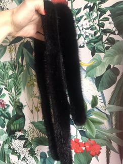 Пояс норковый новый чёрный 165 длина норка