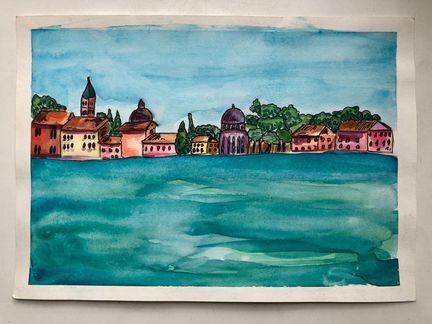 Картина акварель серия итальянских зарисовок