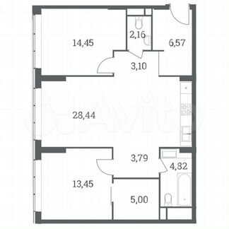 2-к квартира, 81.8 м², 17/51 эт.