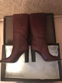 Сапоги женские кожаные бордовые 38-39 размер